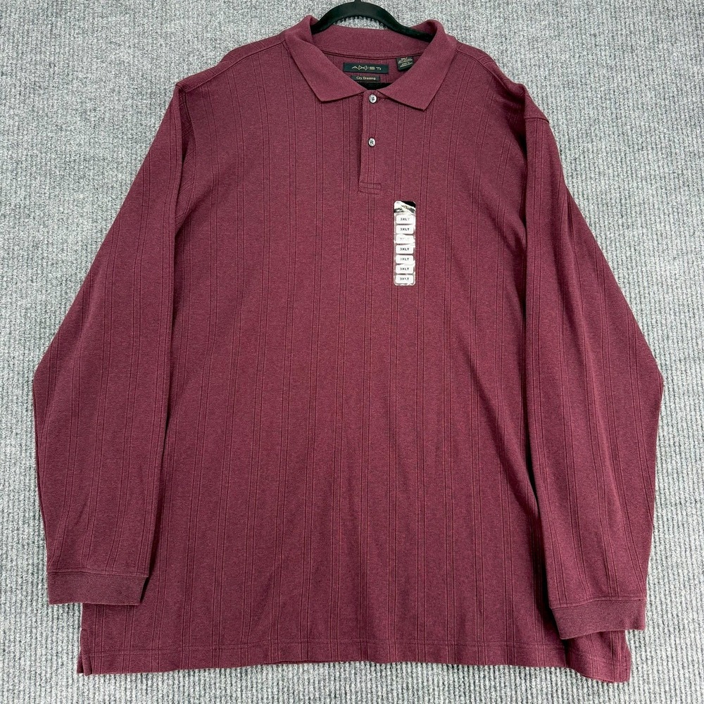 AXIST men's 3XLT maroon red long sleeve polo shirt big tall new tags